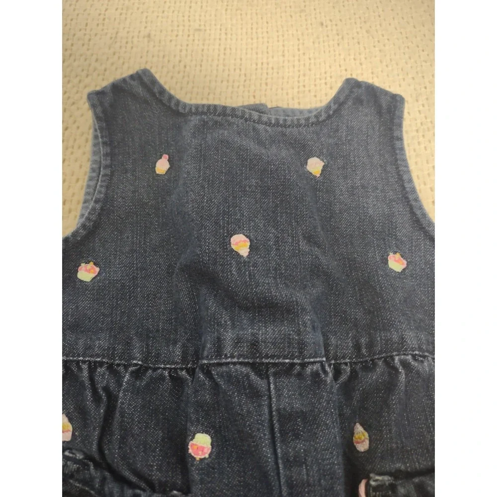 Vintage Gymboree Denim‎ Romper 3/6 Months Cupcake Print Casual